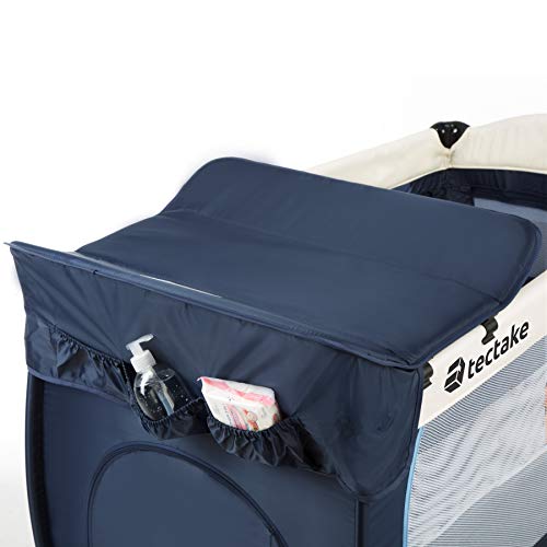 TecTake Cuna infantil de viaje de altura ajustable con acolchado para bebé - disponible en diferentes colores - (Azul | 400534)