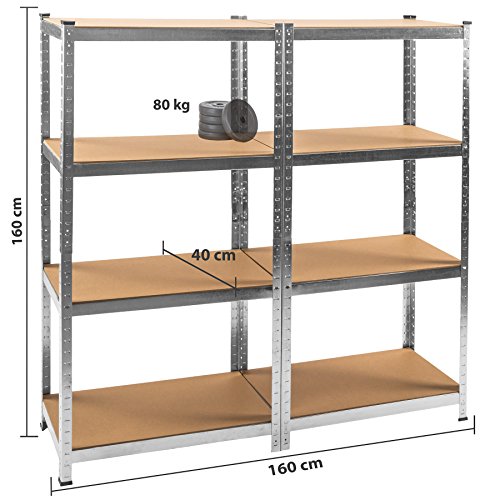 TecTake Estantería de Taller metálica Garaje - Varios Modelos - (con 8 estantes | no. 402171)