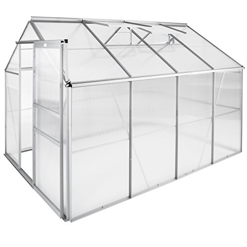 TecTake Invernadero de jardín policarbonato Transparente Aluminio casero Plantas Cultivos - Varios Modelos - (250x185x195 cm con Base | no. 402475)