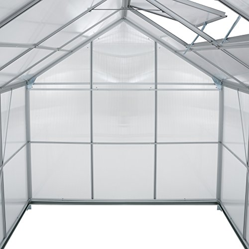 TecTake Invernadero de jardín policarbonato Transparente Aluminio casero Plantas Cultivos - Varios Modelos - (250x185x195 cm con Base | no. 402475)