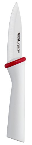 Tefal K15303 Cuchillo, Pástico y cerámica, Blanco y Rojo, 8 cm