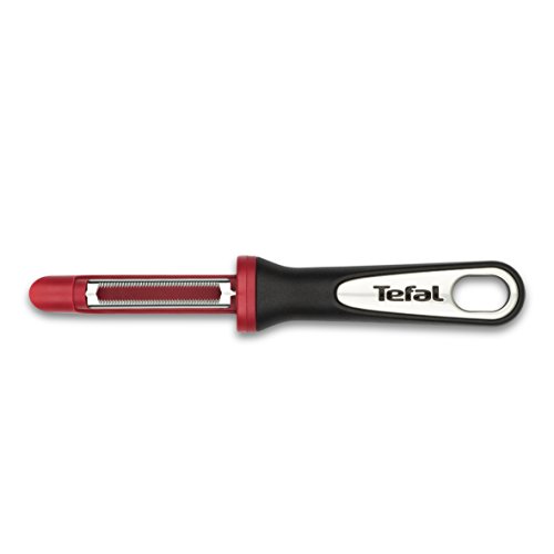 Tefal k2074014 Ingenio – Pelador de Pieles Flexibles con Hoja Curvada y Dentada de Acero Inoxidable, utensilio de Cocina, Color Negro y Rojo, sin Bisfenol A