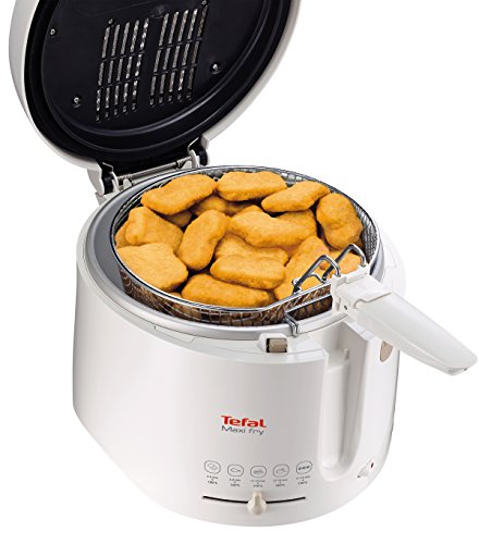 Tefal Maxi Fry FF1001 Freidora, 1900 W, 1.2 Kg, Aluminio, Blanco