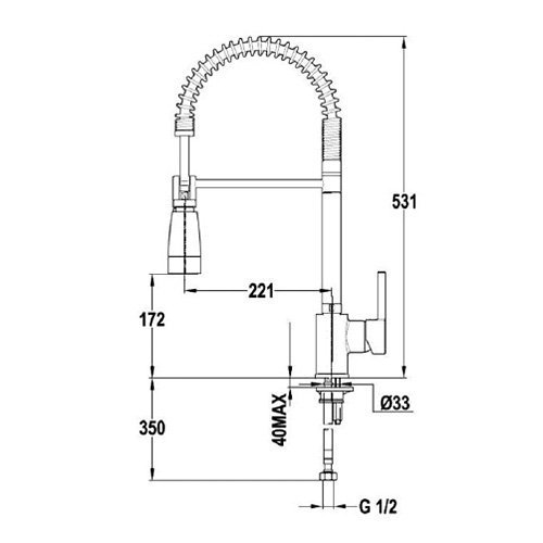 Teka 239391200 Grifo de cocina de caño alto, Plata