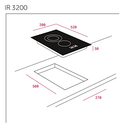 Teka IR 3200 Integrado Cerámico Negro - Placa (Integrado, Cerámico, Vidrio, Negro, 1800 W, 14,5 cm)