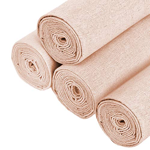 Tela de lino natural, 4 piezas de punto de cruz beige Aida para hacer prendas de vestir, artesanía, bordado de 20 pulgadas, lino de Fabraic para tapicería, maceta decoración y mantel D