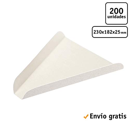 TELEVASO 200 uds - Cuñas/Bandeja/Soporte Triangular de cartón para Pizza - Plato de cartón desechable y reciclable Ideal para Servir Pizza en rebanadas