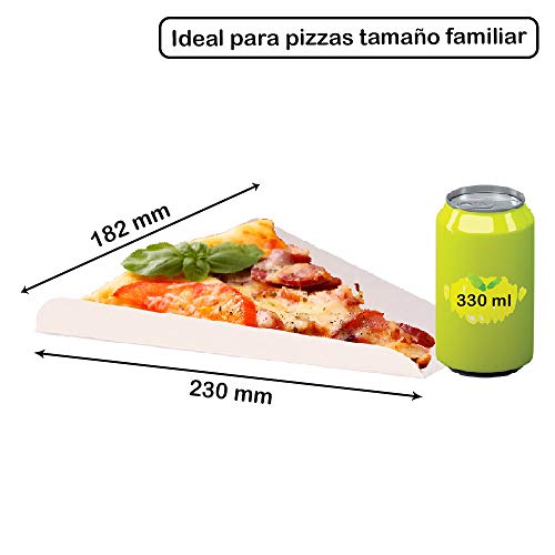 TELEVASO 200 uds - Cuñas/Bandeja/Soporte Triangular de cartón para Pizza - Plato de cartón desechable y reciclable Ideal para Servir Pizza en rebanadas