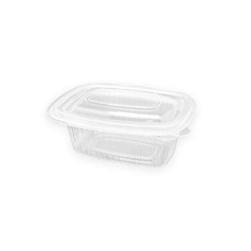 TELEVASO - 50 uds - Envase para Comida con Tapa bisagra Oval - Capacidad 250 ml - Polipropileno (PP) traslúcido - Contenedores Desechables con Tapa, Apto para microondas