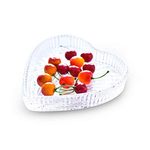 TELLMNZ Canasta de Frutas de Cristal nórdico Plato de Fruta en Forma de corazón Extra Grueso Plato de Fruta de Sala de Estar Creativo Cuenco de Galletas de Caramelo Plato de Aperitivos Cesta de Alma