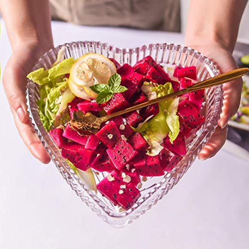 TELLMNZ Canasta de Frutas de Cristal nórdico Plato de Fruta en Forma de corazón Extra Grueso Plato de Fruta de Sala de Estar Creativo Cuenco de Galletas de Caramelo Plato de Aperitivos Cesta de Alma