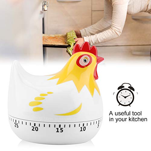 Temporizador de cocina con diseño de gallina y dibujos animados blanco