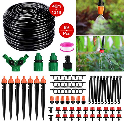 Tencoz Sistema de riego de jardín, 30m Kit de riego por Goteo Riego Manguera de 1/4" automático Rociadores automáticos Kit de riego de jardín para Jardines, Macizo de Flores, Plantas de Patio