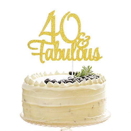 Tenhaisi Gilttery - Decoración para tarta de 40 cumpleaños para 40 cumpleaños