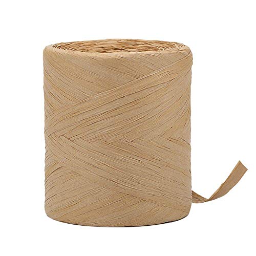 Tenn Well - Cinta de papel de embalaje, 1/4 pulgadas por 218 yardas de rafia natural para manualidades, envoltura de regalos, decoración de bricolaje (kraft)