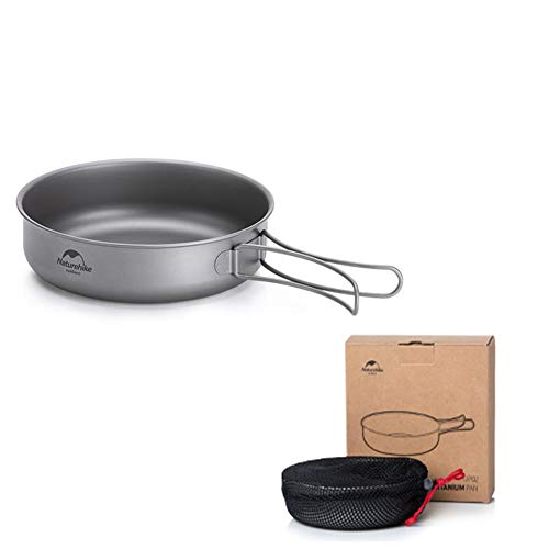 Tentock Olla de Titanio de Camping para 2-3 Personas Cacerola de Picnic Ultraligero con Mango Plegable(freír Pan-S)