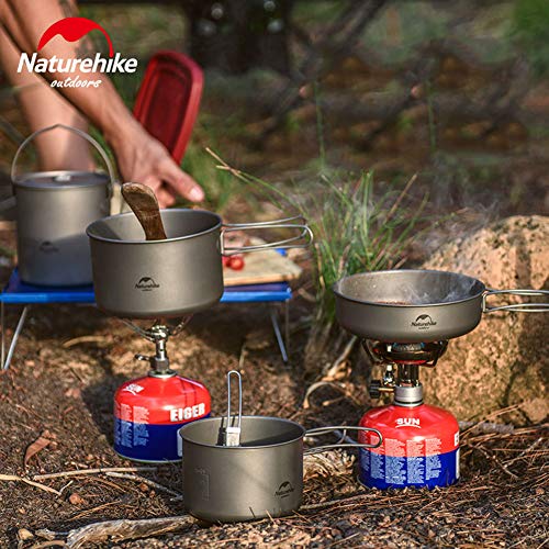 Tentock Olla de Titanio de Camping para 2-3 Personas Cacerola de Picnic Ultraligero con Mango Plegable(freír Pan-S)