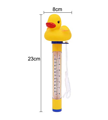 Termómetro flotante, termómetro de temperatura del agua para piscina, diseño de dibujos animados para temperatura del agua y juguetes de baño (pato)