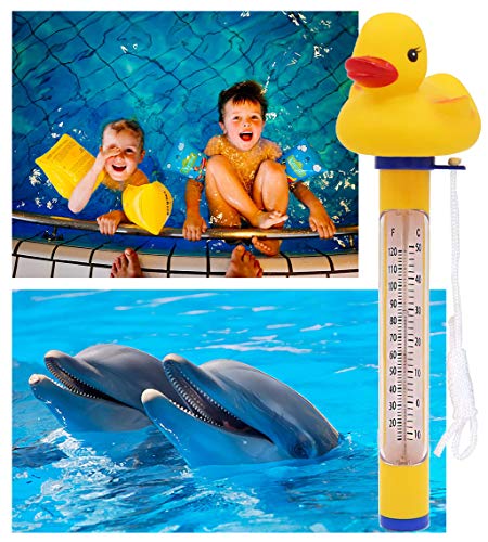 Termómetro flotante, termómetro de temperatura del agua para piscina, diseño de dibujos animados para temperatura del agua y juguetes de baño (pato)