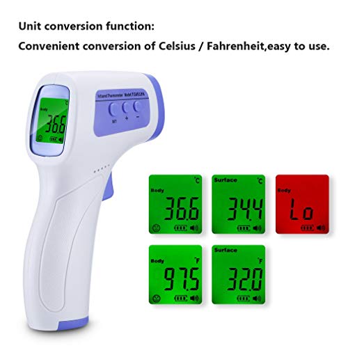 Termómetro infrarrojo digital, termómetro frontal, termómetro infrarrojo frontal sin contacto, alarma de fiebre, certificación CE para bebés, niños, adultos