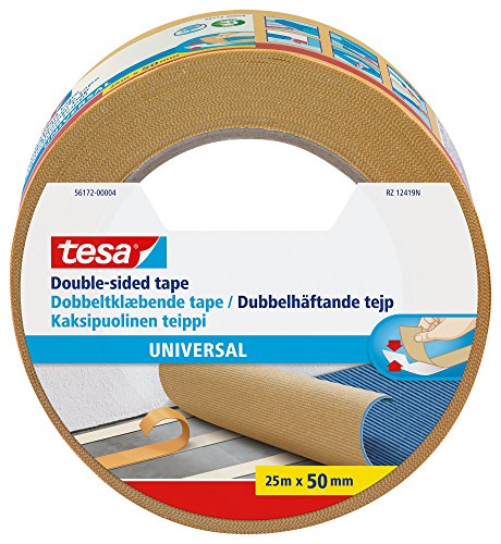 tesa 56172-00005-01 Cinta doble cara Universal 25m x 50mm beige, Standard, 25 m x 50 mm