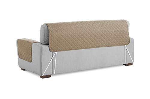 textil-home Funda Cubre Sofá Chaise Longue Malu, Protector para Sofás Acolchado Brazo Izquierdo. Tamaño -240cm. Color Beige (Visto DE Frente)