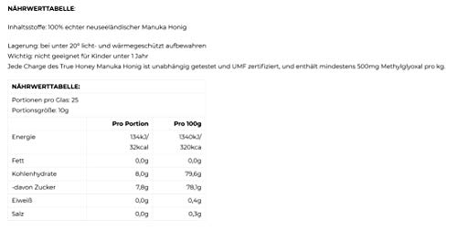 The True Honey Miel de Manuka | Extremadamente rara y altamente efectiva | MGO 500+ | UMF 15+ | 250g