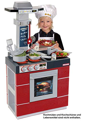 Theo Klein 9044 Cocina Miele Kompakt, Cocina para niños con horno, campana de extracción, fregadero y accesorios, Se puede utilizar por ambos lados, a partir de 3 años, 28 cm x 47 cm x 88,5 cm