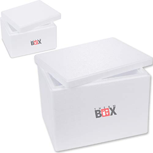 THERM-BOX Set 19 & 2 litros Caja de Espuma de poliestireno con Tapa Thermobox para Alimentos y Bebidas - Caja térmica de Espuma de poliestireno