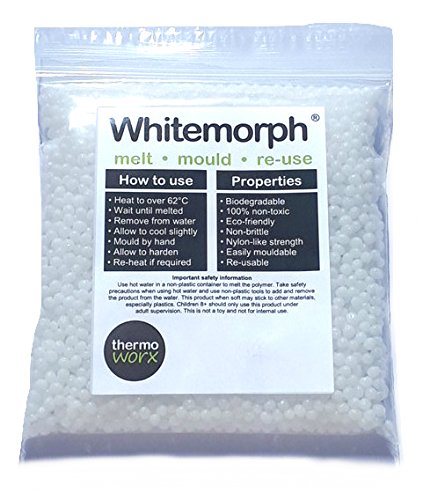 Thermoworx Whitemorph® 100g | Hand mouldable thermoplastic polymer. Reusable, biodegradable, eco-friendly, unlimited uses - DIY, Craft, Repairs, Casting, Modelling, Handle, Prototypes