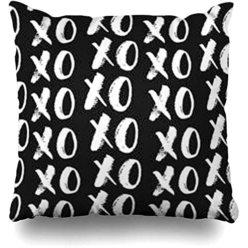 Throw Pillow Cover Design Caligráfico XOXO Brush Lettering Calligraphiv Hugs Quote Kisses Phrase Internet Slang Abreviatura Funda de Almohada 18 x 18 Pulgadas