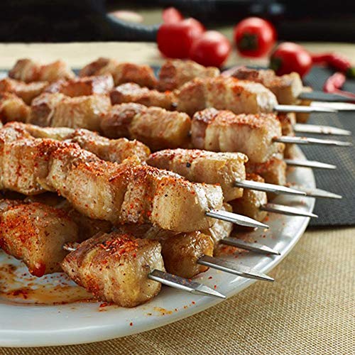 Thursday April 20 pcs Brochetas de Brochetas Planas Brochetas de Barbacoa de Acero Inoxidable Barras de Broche de Metal Reutilizables con Tubo de Almacenamiento Portátil