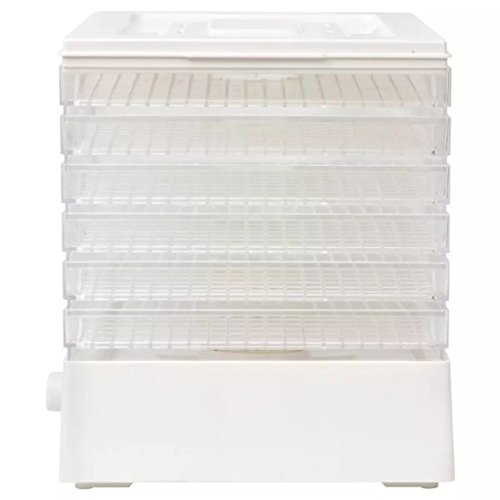 Tidyard Deshidratador de Alimentos con 6 Bandejas Ajustables, Pantalla LCD,Temporizador, Temperatura Ajustable,Deshidratador de Frutas y Verduras 250 W Blanco