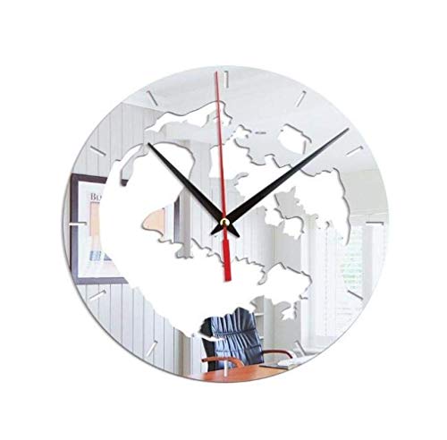 Tierra de acrílico Etiqueta de la Pared decoración del hogar del Reloj de Espejo Etiqueta Salón Dormitorio Reloj de Pared Duradero (Color: Plata) zcaqtajro (Color : Silver)