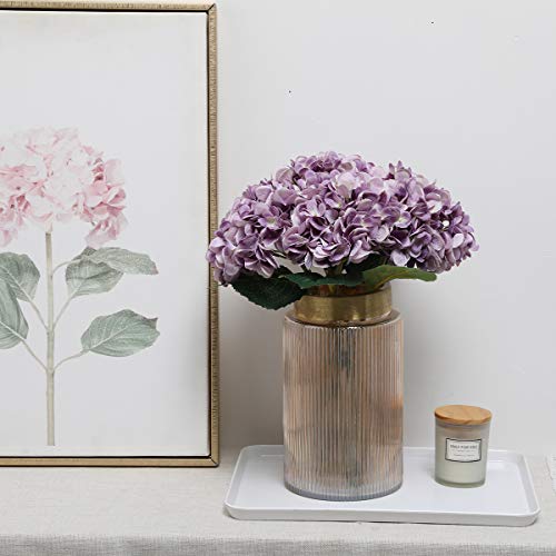 Tifuly Artificial Hydrangea Flower, 5 PCS Ramos de hortensias de Seda de Tallo Largo para Bodas, hogar, Hotel, decoración de Fiestas, centros de Mesa (Púrpura)