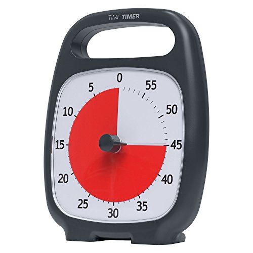 Time Timer PLUS Temporizador visual analógico de 60 minutos; Alerta opcional (dial de control de volumen); Operación silenciosa (sin tic-tac); Herramienta de gestión del tiempo (carbón)