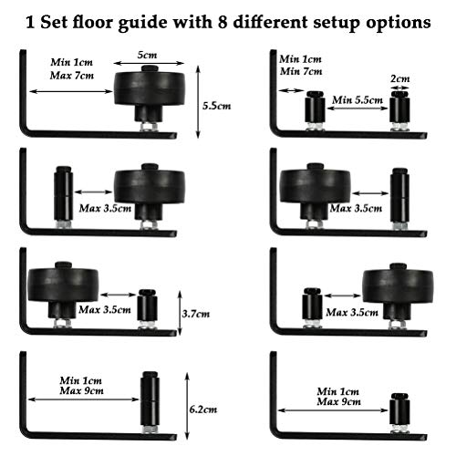 TIMESETL Acero Guía de Suelo Ajustable Montado en la Pared Polea Doble de Guías de Piso para Puerta Corredera