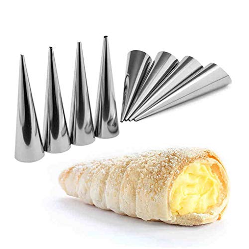 Timlatte 5 / Tubo cónico 12PCS Cono Rollo moldes de Acero Inoxidable Espiral Croissants moldes de repostería Crema Cuerno Cake Pan Molde