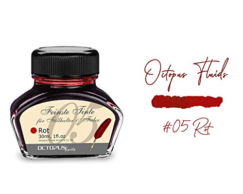 Tinta de pluma estilográfica en tinta de vidrio, Tinta para pluma estilográfica, Tinta estilográfica en Rojo 30ml tintero, Tinta para caligrafía