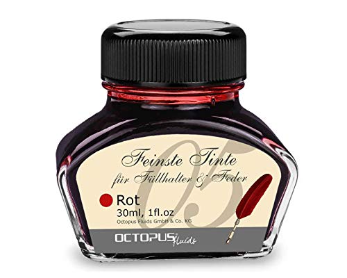 Tinta de pluma estilográfica en tinta de vidrio, Tinta para pluma estilográfica, Tinta estilográfica en Rojo 30ml tintero, Tinta para caligrafía