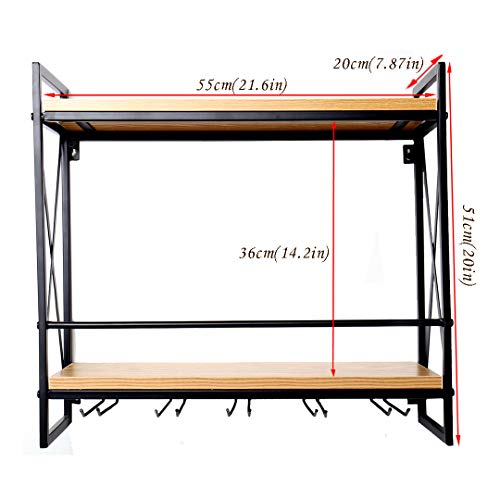 Tinyuet Porta Botella de Vino, 21,6 Pulgadas Soporte para Vino Colgante de Metal Rústico, sólido y fácil de Instalar, Soporte para Vino, Elegante Soporte de Vidrio para Cocina, Bodega, Bar