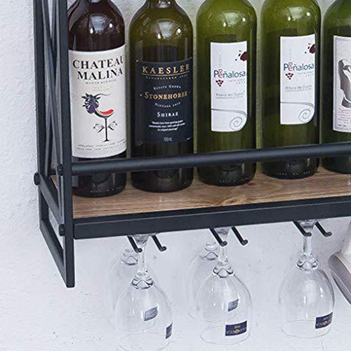 Tinyuet Porta Botella de Vino, 21,6 Pulgadas Soporte para Vino Colgante de Metal Rústico, sólido y fácil de Instalar, Soporte para Vino, Elegante Soporte de Vidrio para Cocina, Bodega, Bar