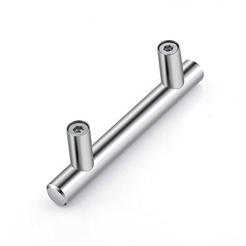 Tirador de cajones MOOKLIN Tiradores de barra en Acero Inox Manijas en Forma de T para armarios de cocina (12 Pcs) - Centros de agujeros : 64mm