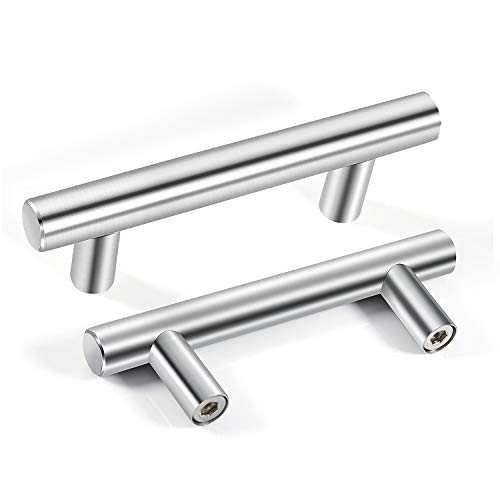 Tirador de cajones MOOKLIN Tiradores de barra en Acero Inox Manijas en Forma de T para armarios de cocina (12 Pcs) - Centros de agujeros : 64mm