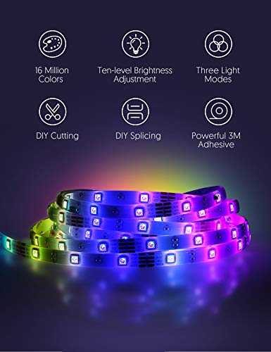 Tiras LED RGB de 10M, kit de 2 tiras marca TECKIN a prueba de agua con control remoto, ideal para TV, decoración de luces LED para el hogar, la cocina, la Navidad, etc., RGB 5050 con 16 colores.
