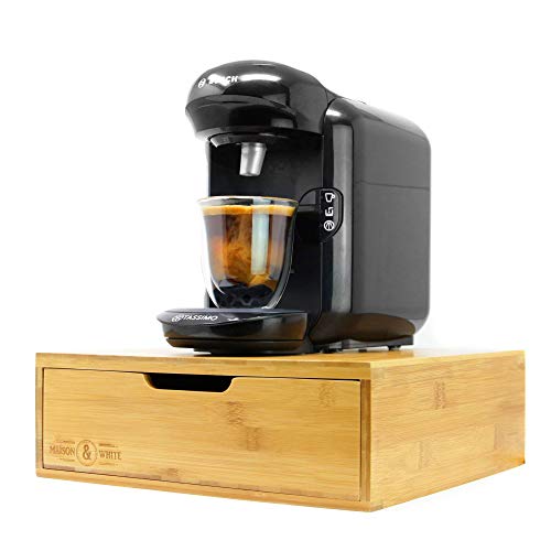 Titular de bamboo para 64 vaina de Tassimo de Maison & White | Organizador de cajón de madera elegante cápsula | Soporte para máquina de café