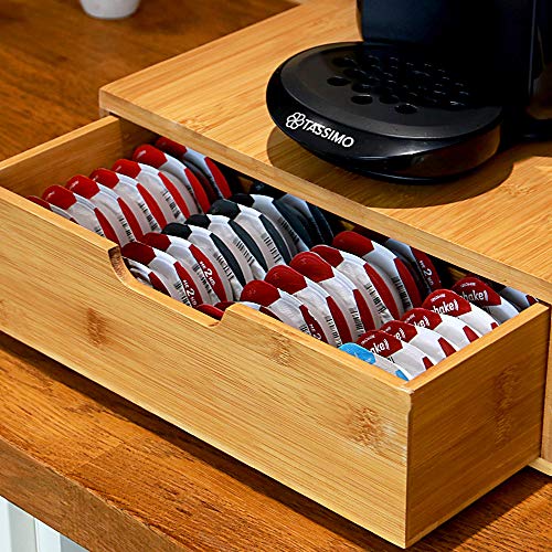 Titular de bamboo para 64 vaina de Tassimo de Maison & White | Organizador de cajón de madera elegante cápsula | Soporte para máquina de café