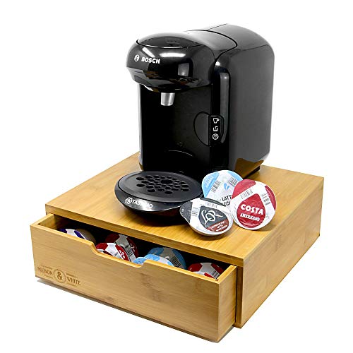 Titular de bamboo para 64 vaina de Tassimo de Maison & White | Organizador de cajón de madera elegante cápsula | Soporte para máquina de café