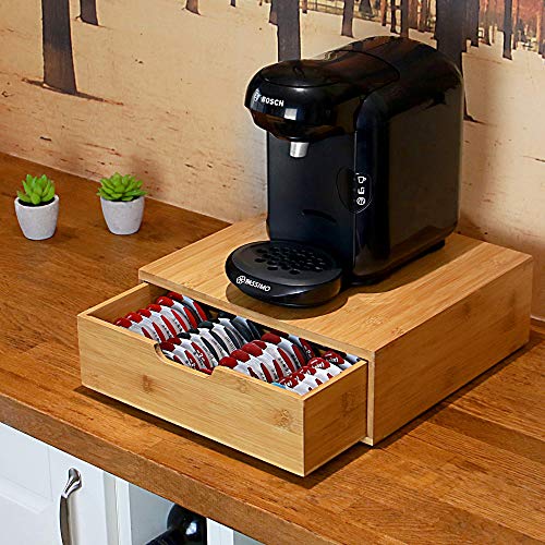 Titular de bamboo para 64 vaina de Tassimo de Maison & White | Organizador de cajón de madera elegante cápsula | Soporte para máquina de café