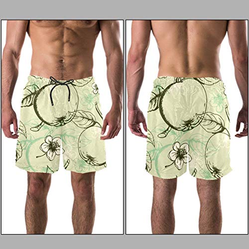 TIZORAX - Bañador para hombre, secado rápido, pantalones cortos de playa de verano con bolsillos L, color verde manzanas y flores